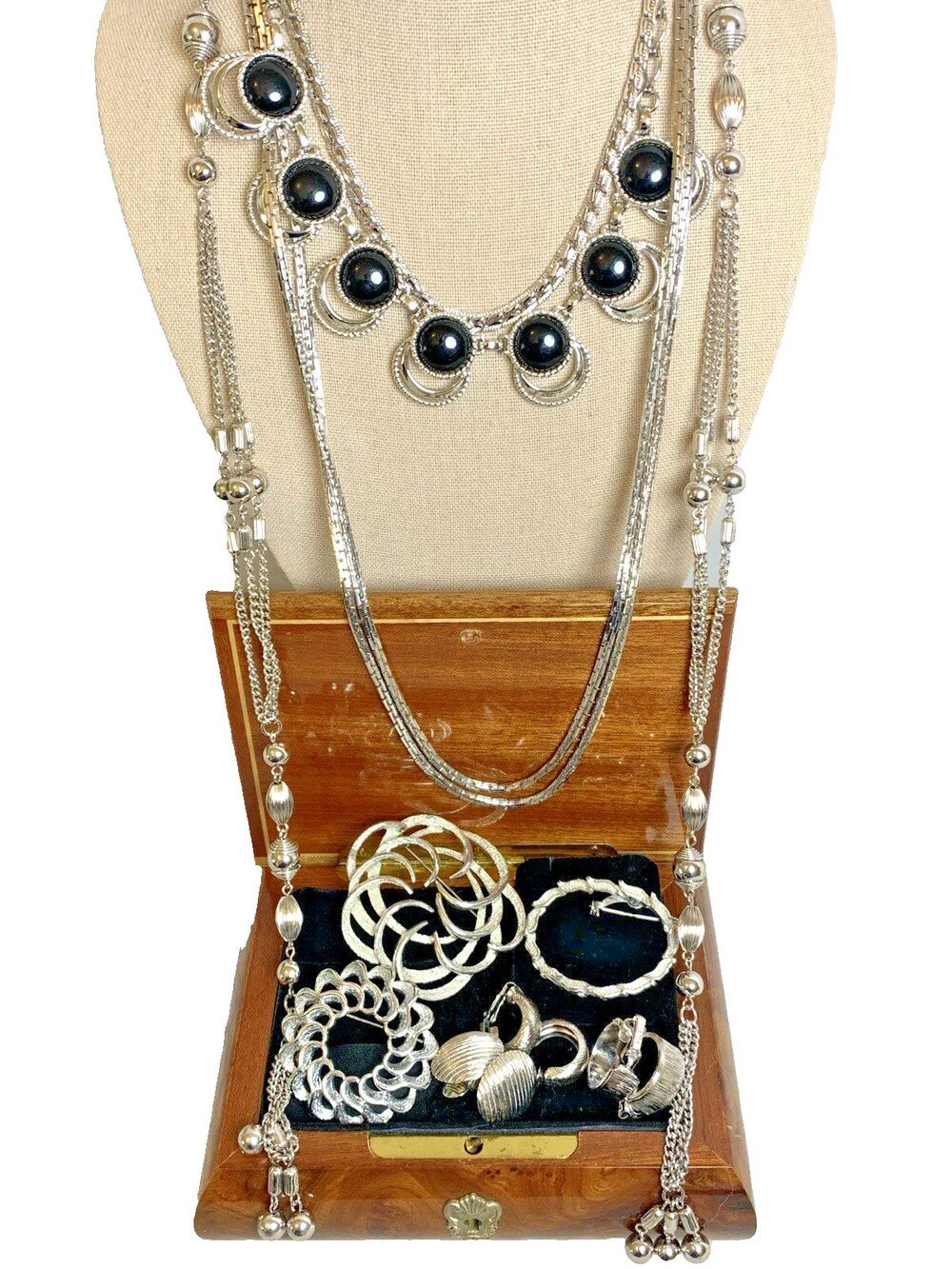 Vintage Signed Silver Tone Jewelry Lot 10pc Monet Sarah Coventry Necklace Brooch